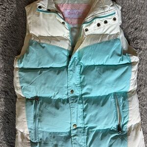 Randy Girl Aqua and Cream Puffer Vest
